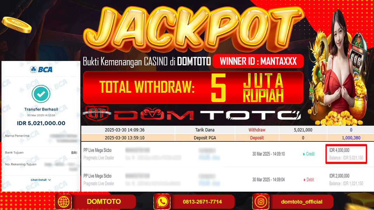 JACKPOT CASINO PP LIVE MEGA SICBO 30 MARET 2025